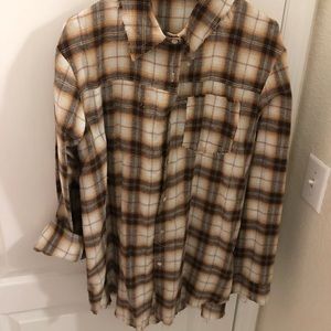 Yellow and brown plaid shirt